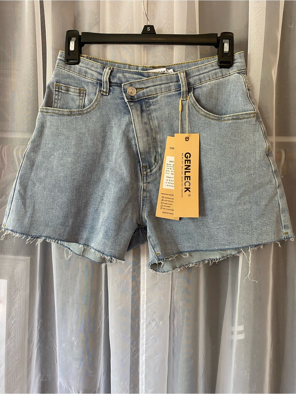 Light Blue Denim GENLECK Crossover Shorts for Women & Teen